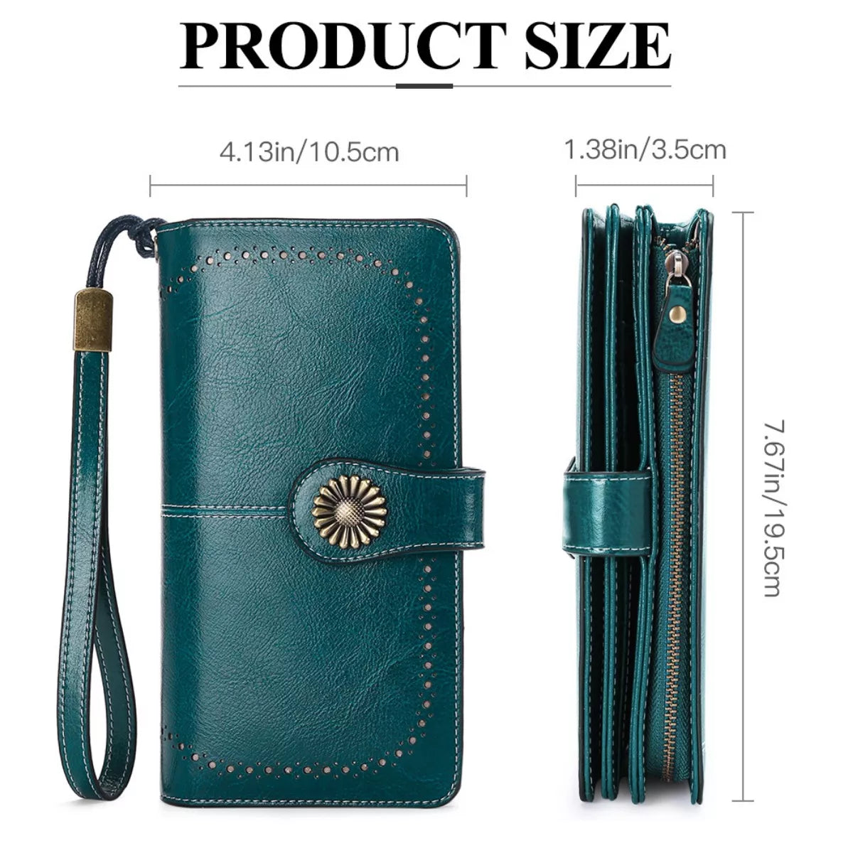 Vintage Style Leather Long Wallet