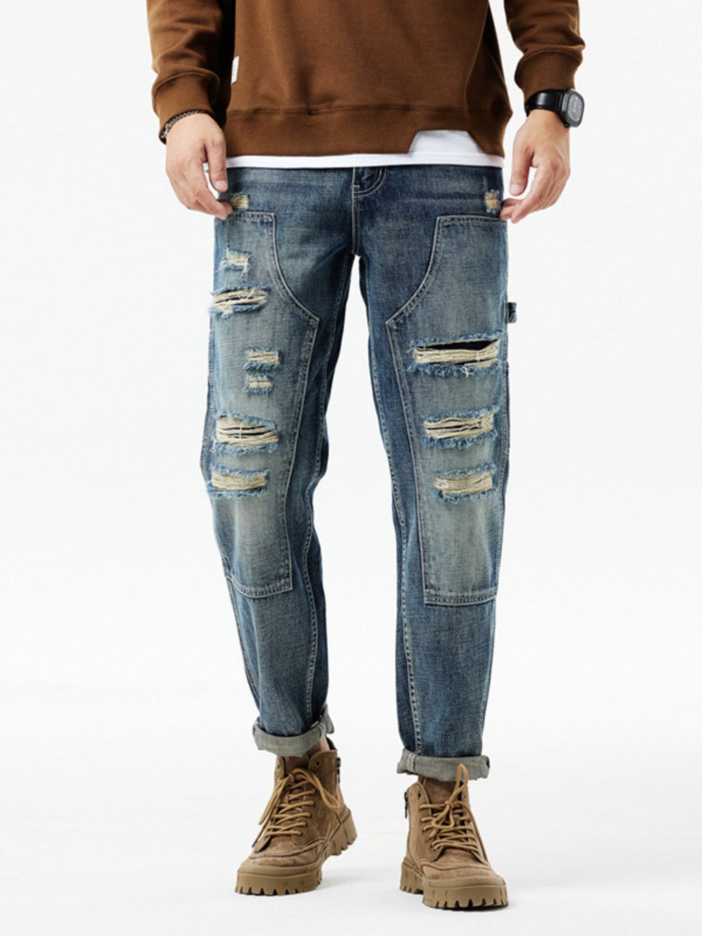Men's Distressed Washed Jeans