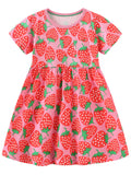 Children's Strawberry Print Short Sleeve Dress