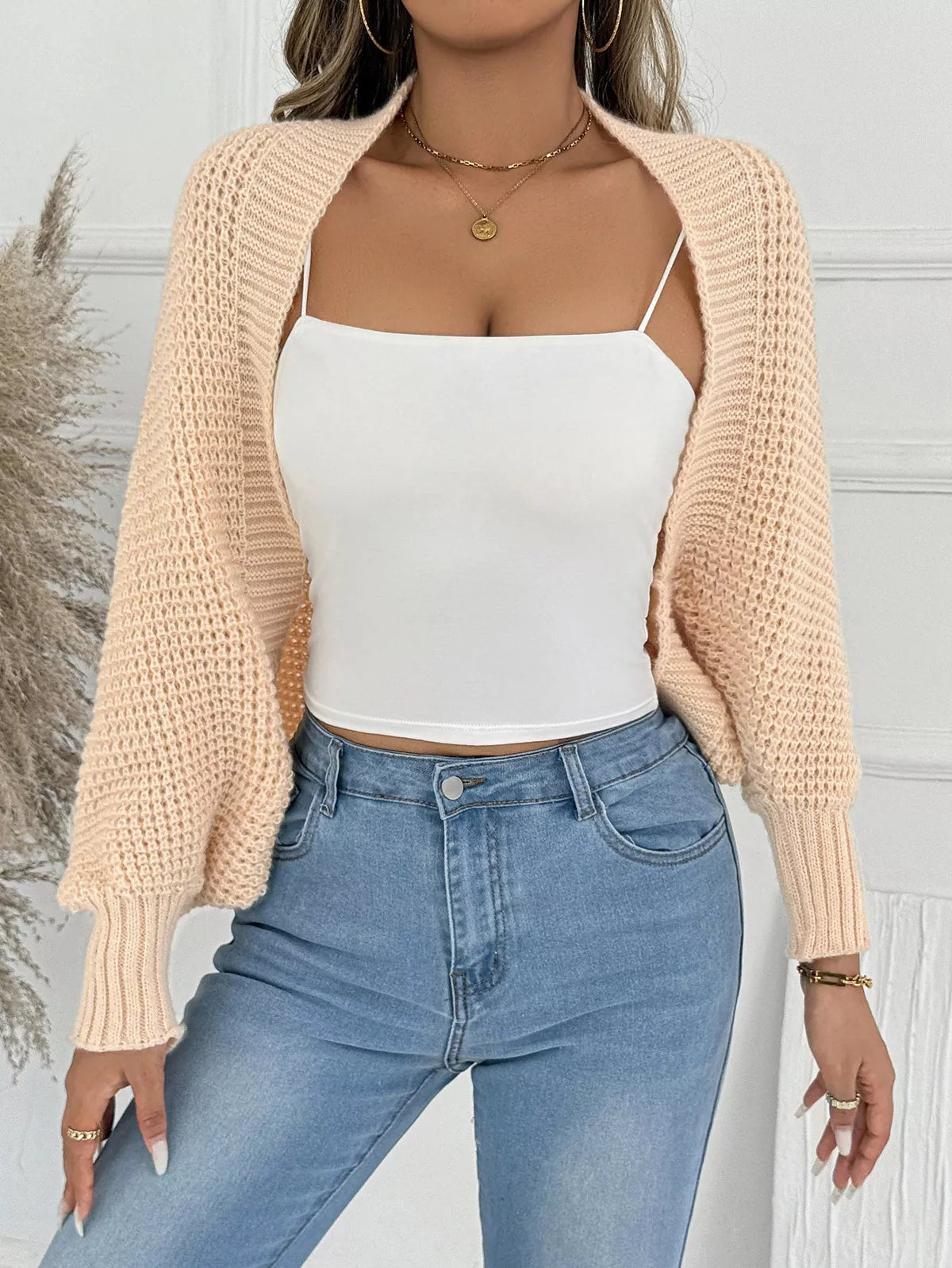 Open Front Batwing Sleeve Cardigan