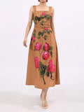 Floral Print Square Neck Midi Dress