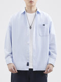 Men's Plus Size Striped Button Up Long Sleeve Shirt
