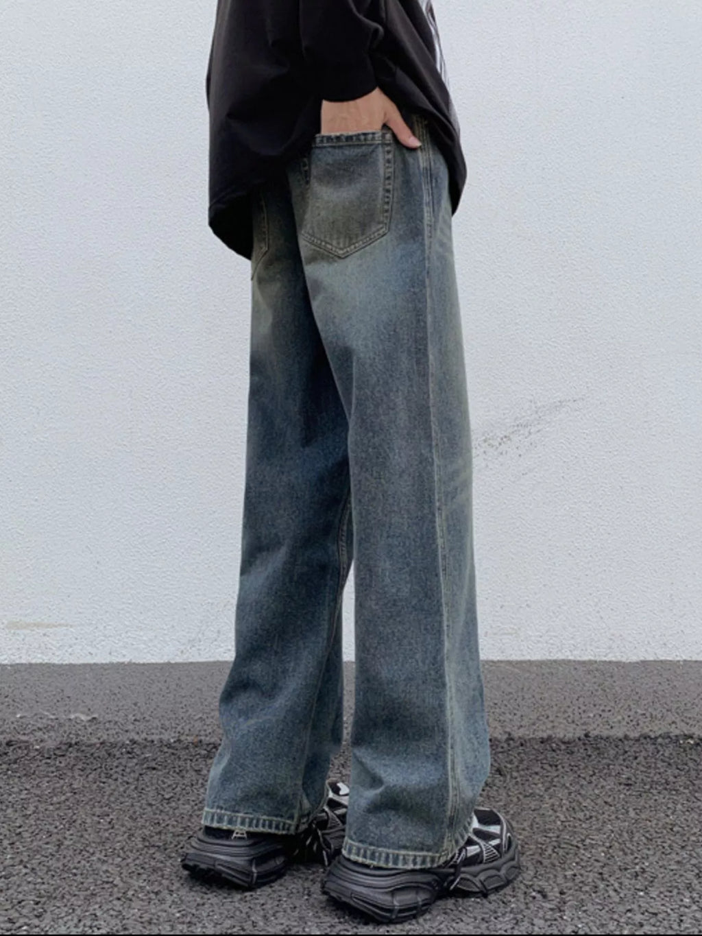 Men's Full Size Wide Leg Washed Jeans Plus Size