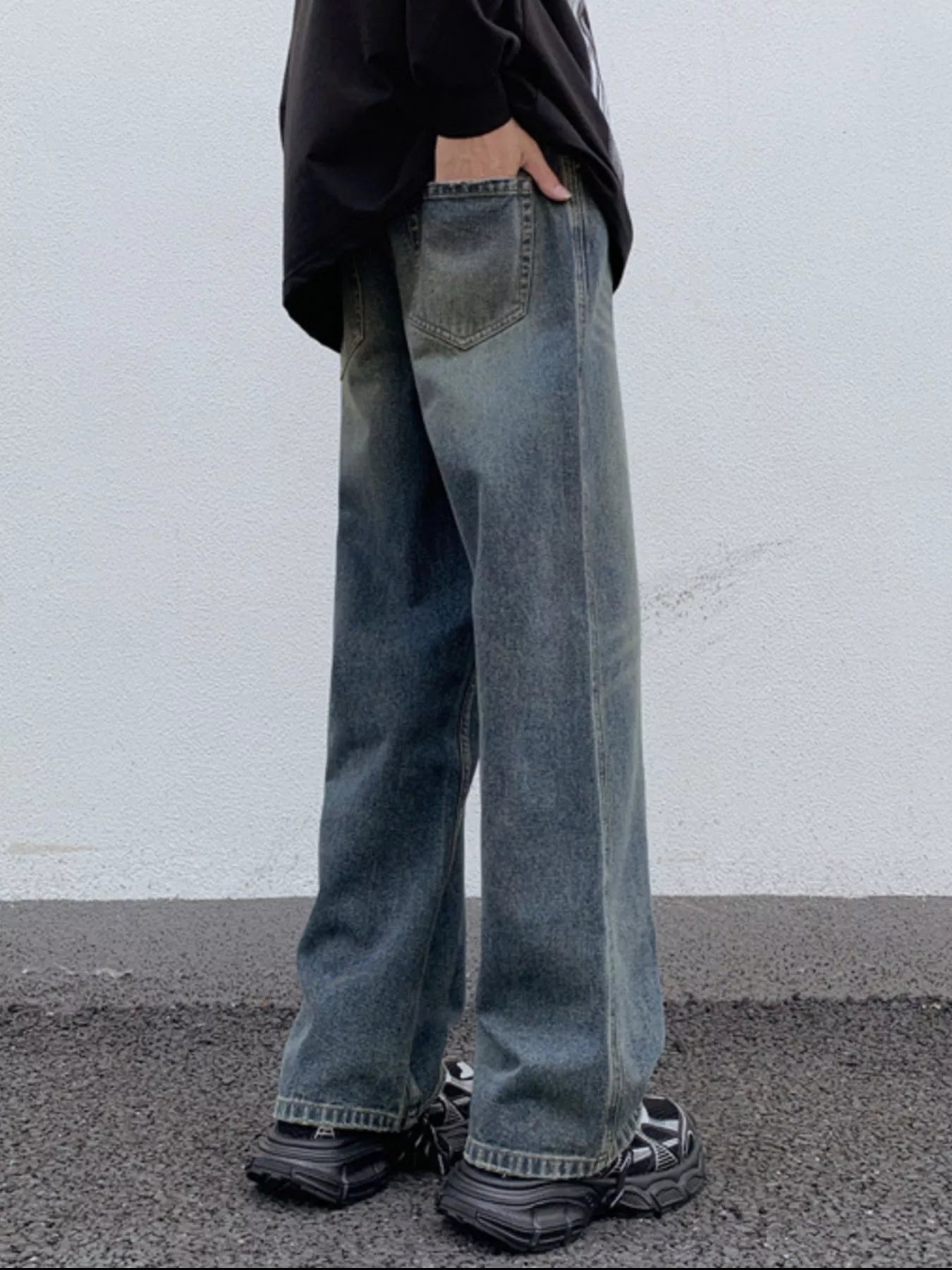 Men's Full Size Wide Leg Washed Jeans Plus Size