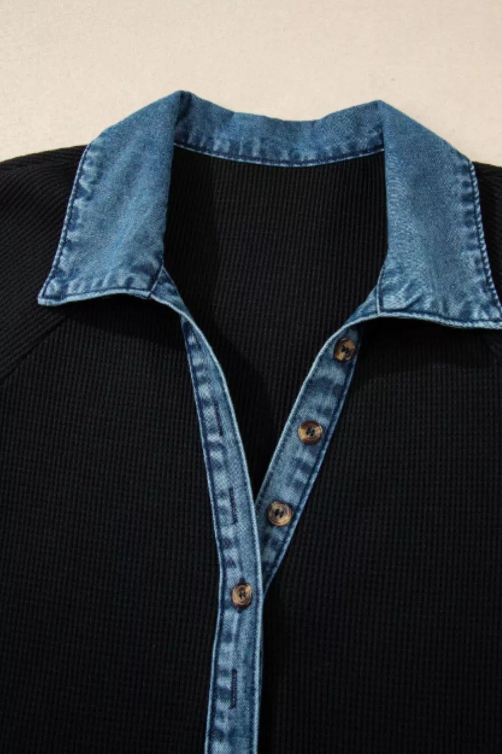 Casual Denim Trim Button-Down Mini Dress