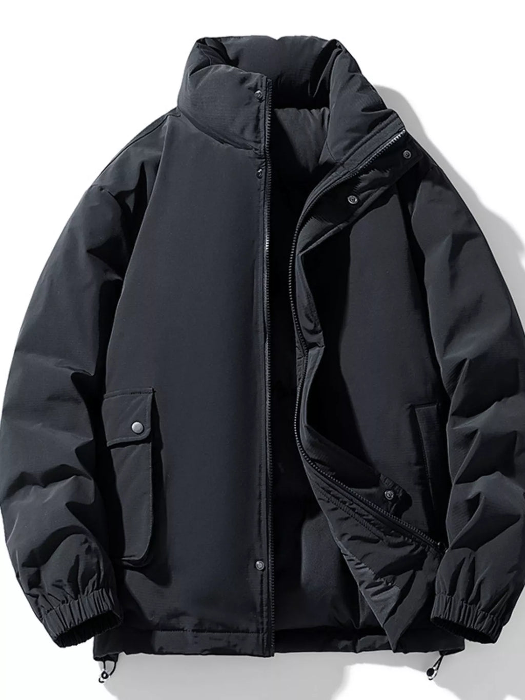 Men's Plus Size Warm Padded Stand Collar Winter Coat