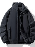 Men's Plus Size Warm Padded Stand Collar Winter Coat