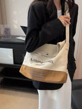Color Block Canvas Shoulder Bag