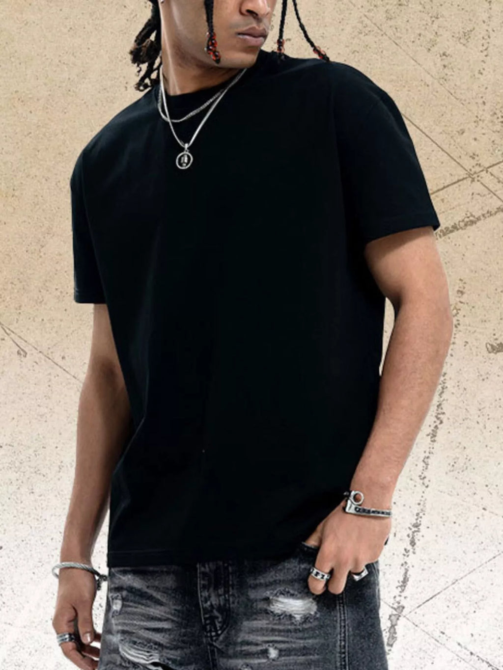 Men's Solid Color Round Neck T-Shirt