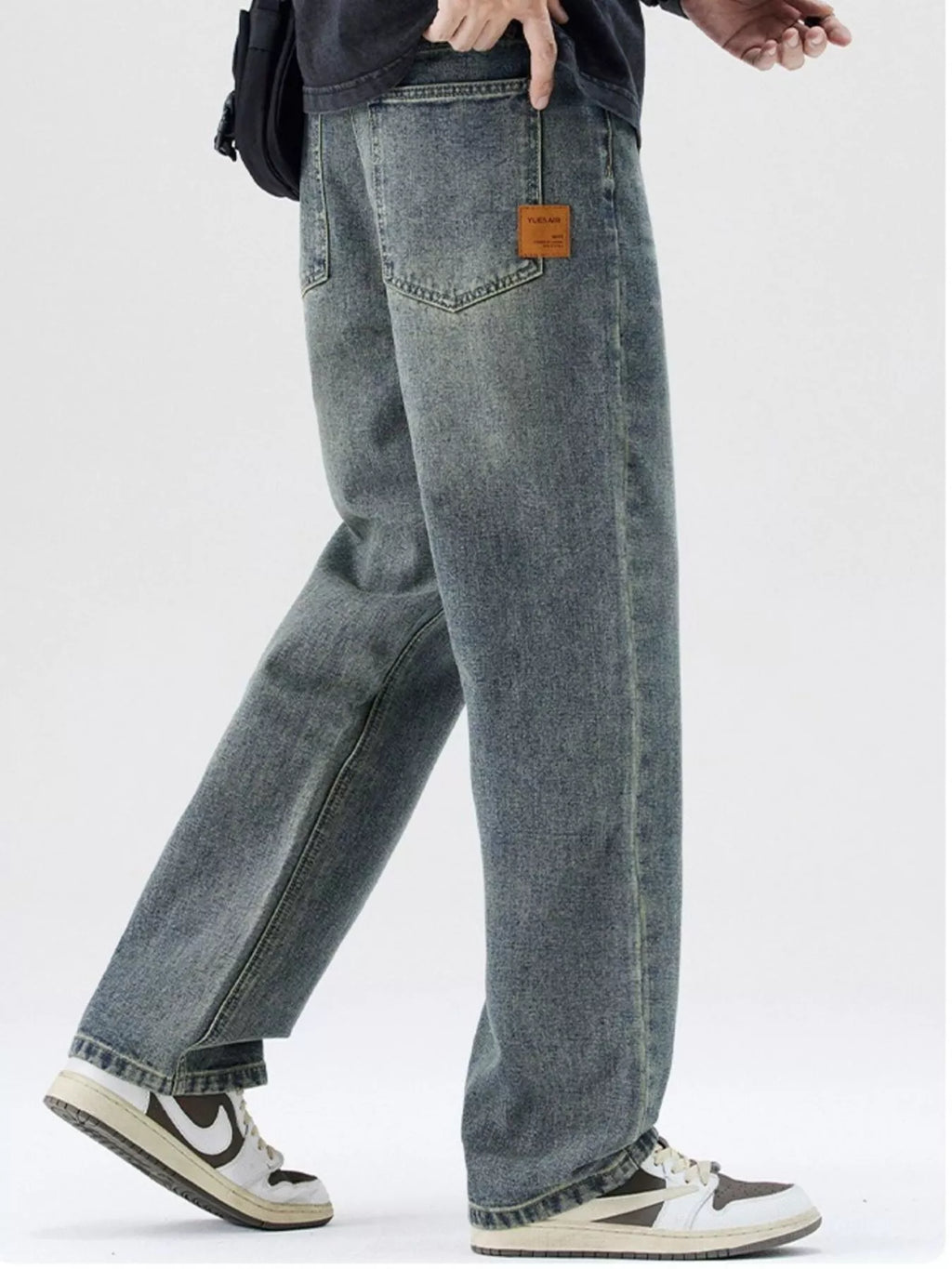 Men's Washed Wide Leg Jeans