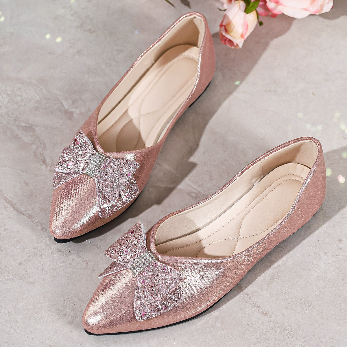 Bow Point Toe Slip-Ons