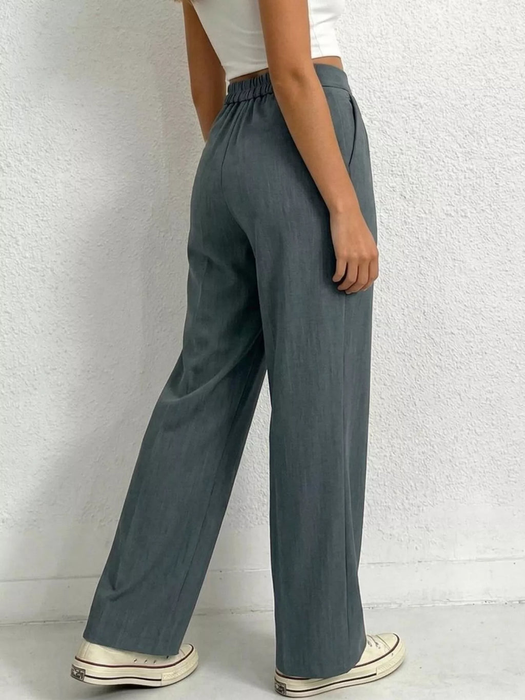 High Waist Wide Leg Pleated Pants