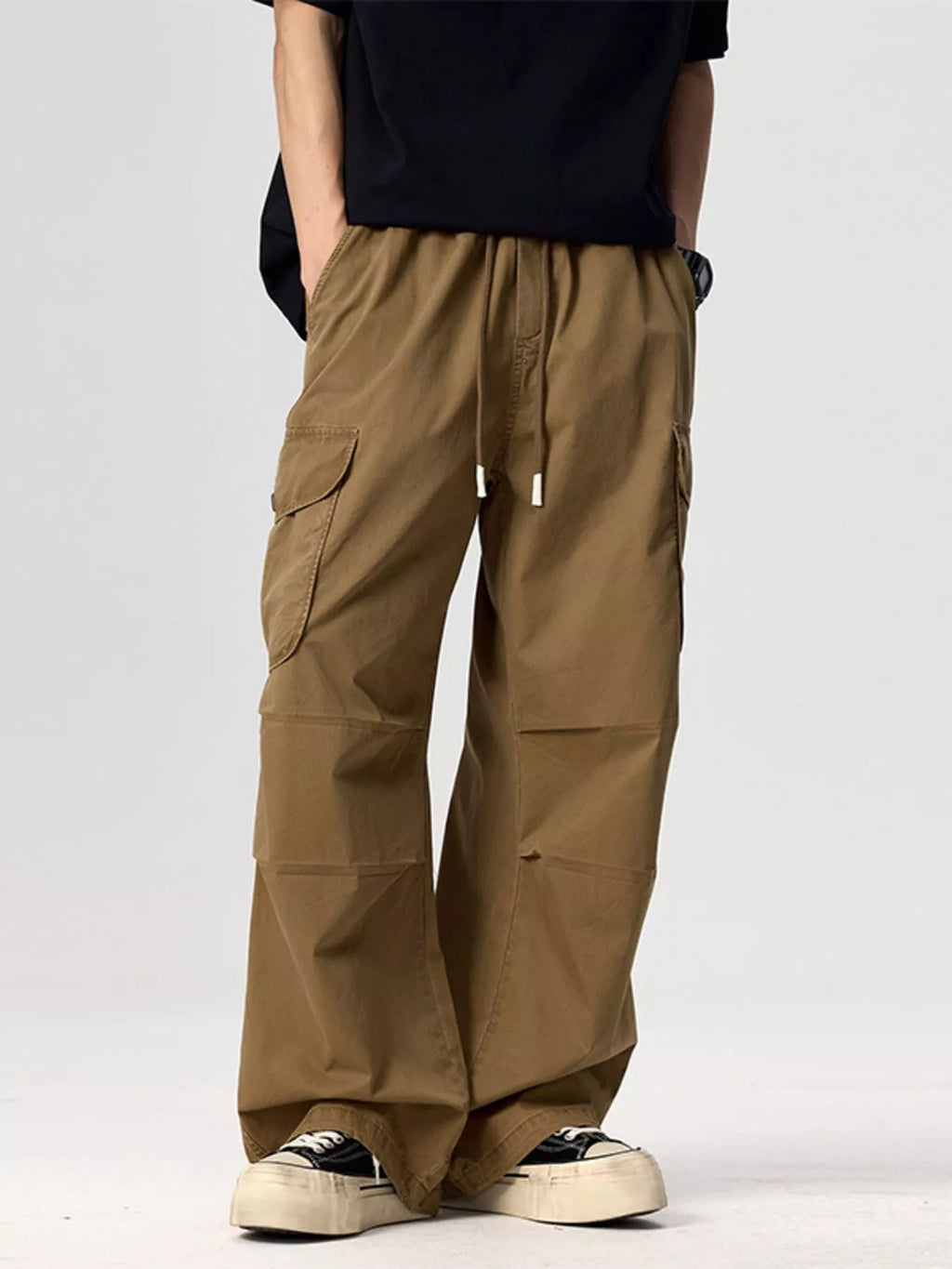 Men's Plus Size Drawstring Wide Leg Cargo Pants