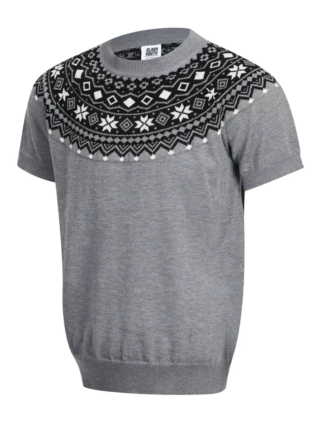 Men's Fair Isle Pattern Short Sleeve Sweater