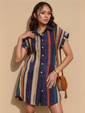 Striped Button-Front Shirt Dress