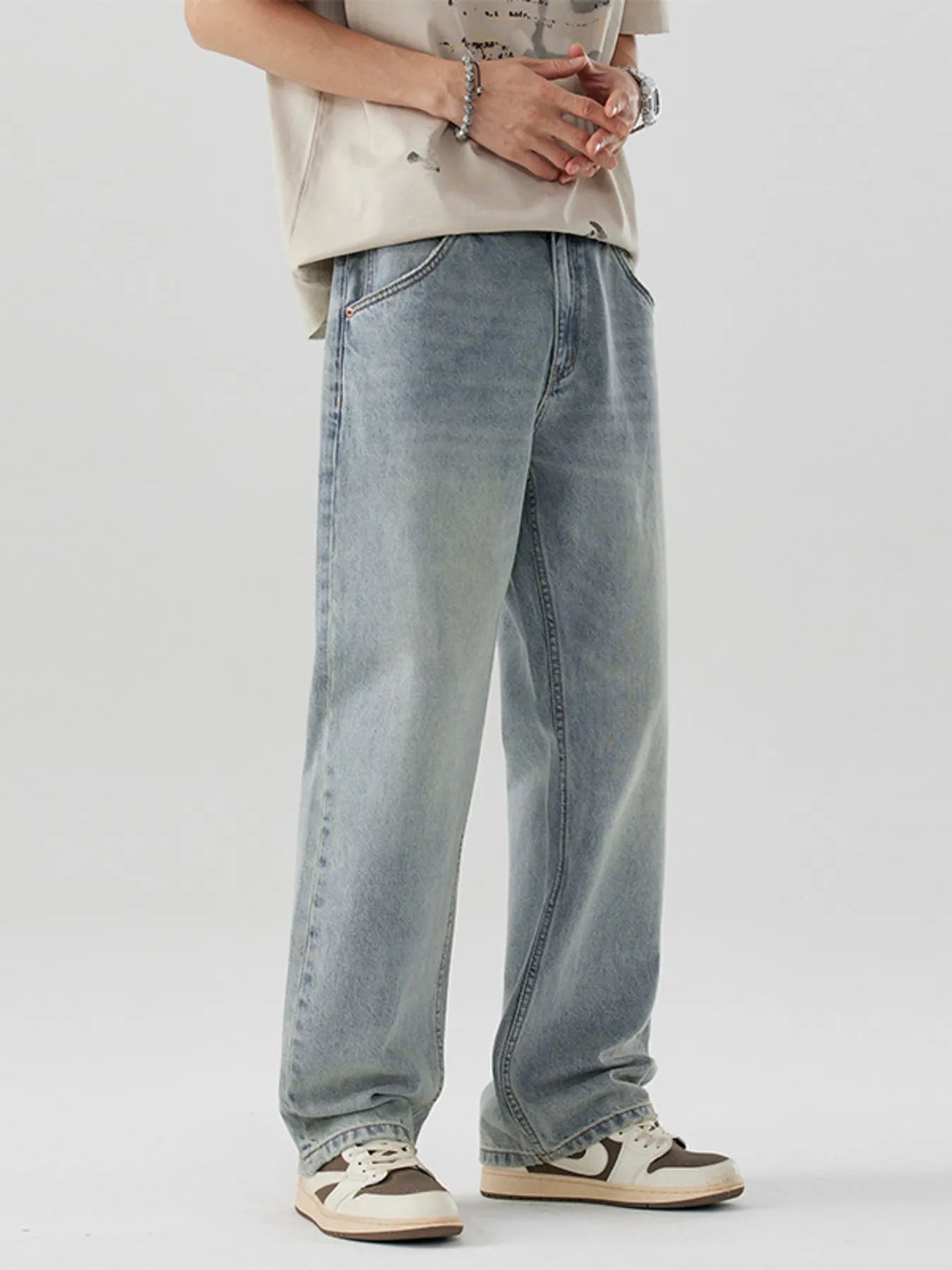 Men's Wash Wide Leg Jeans