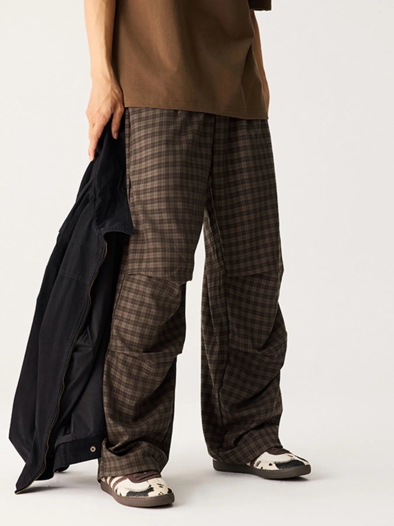 Men's Plaid Wide-Leg Pants