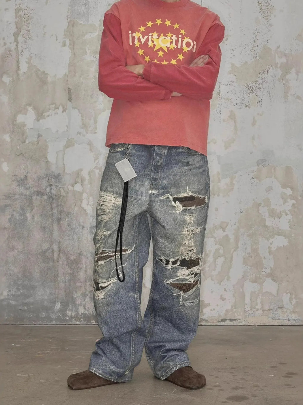 Men's Full Size Distressed Baggy Boyfriend Jeans Plus Size