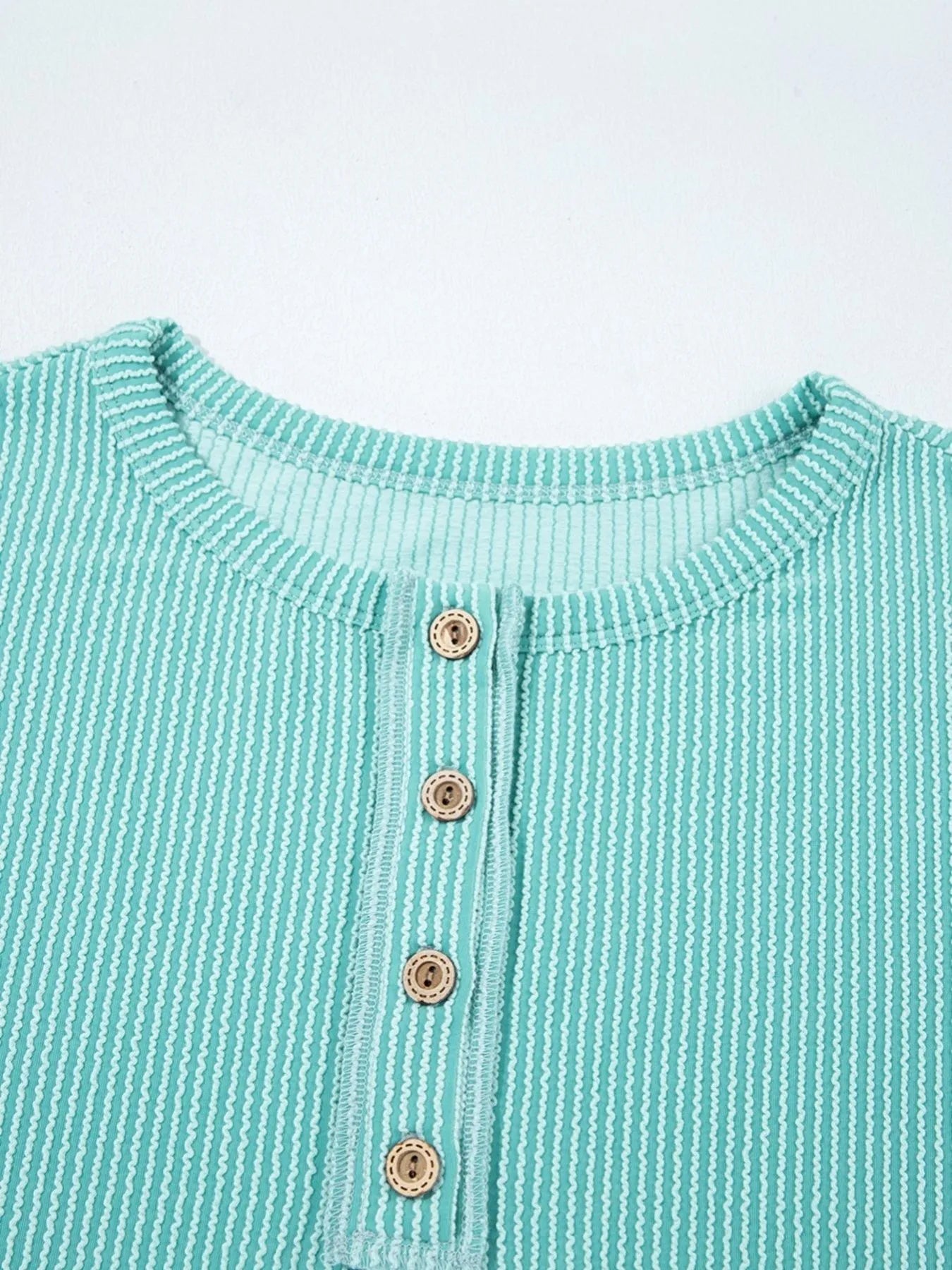 Color Block Ribbed Knit Henley Sweatshirt