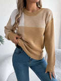 Color Block Striped Round Neck Sweater
