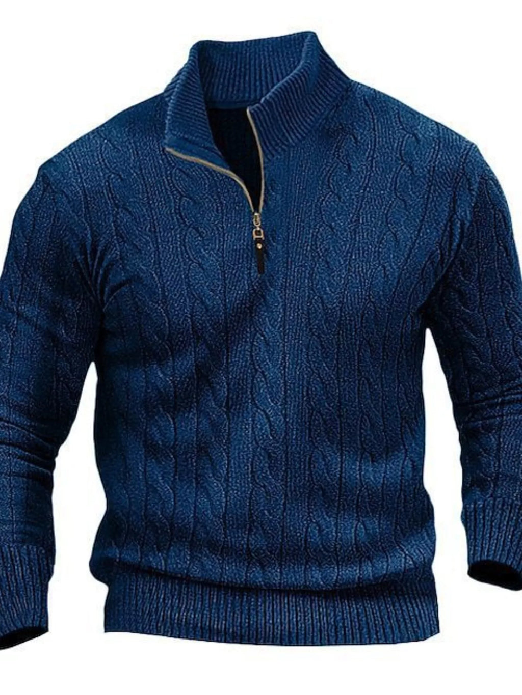 Men's Full Size Cable Knit Half-Zip Sweater Plus Size
