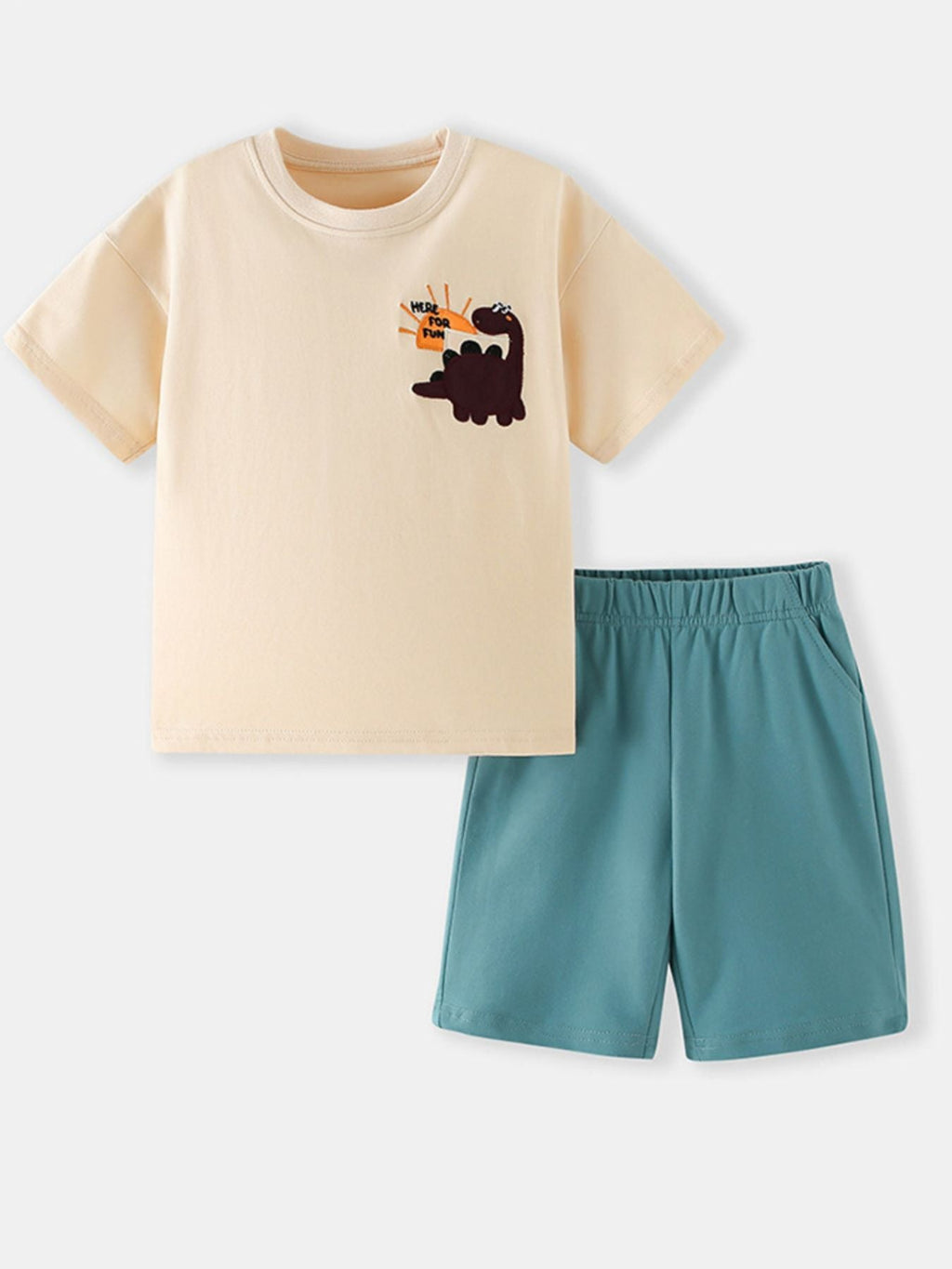 Children's Dinosaur Round Neck Tee and Shorts Set