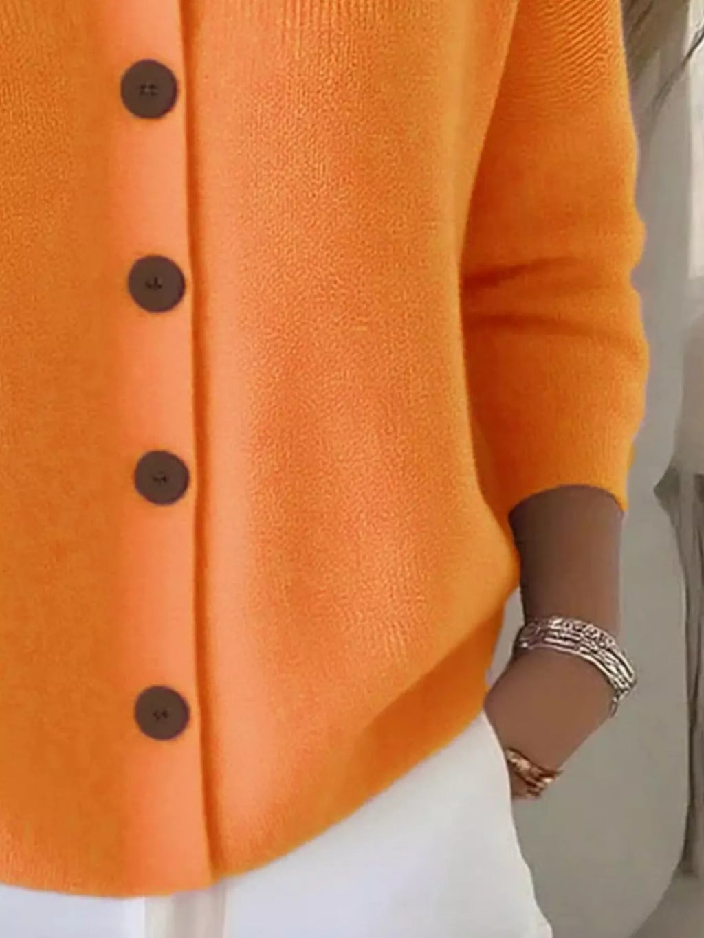 Full Size Button-Down Knit Cardigan Plus Size