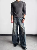 Men's Full Size Washed Wide Leg Jeans Plus Size