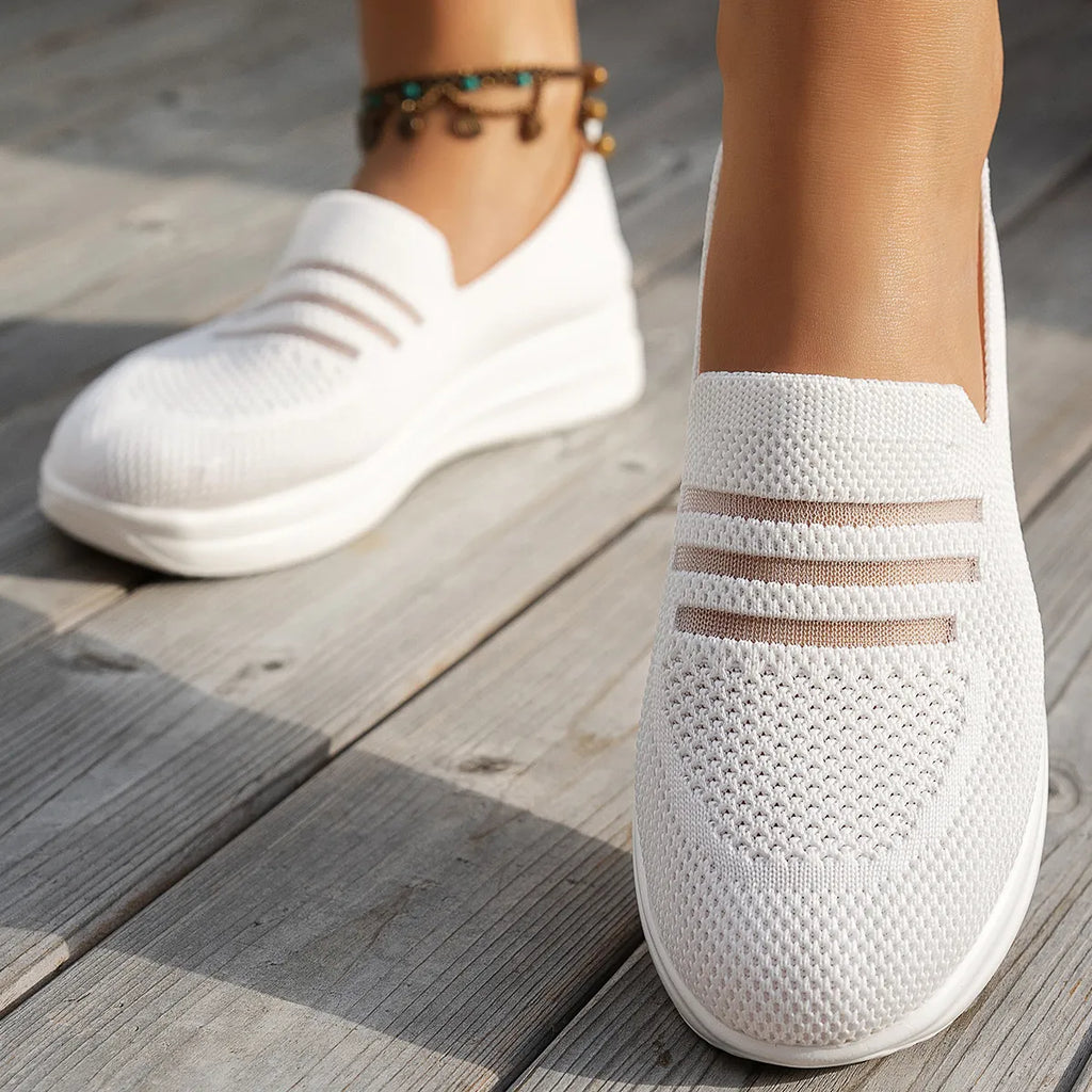 Mesh Round Toe Platform Slip-Ons