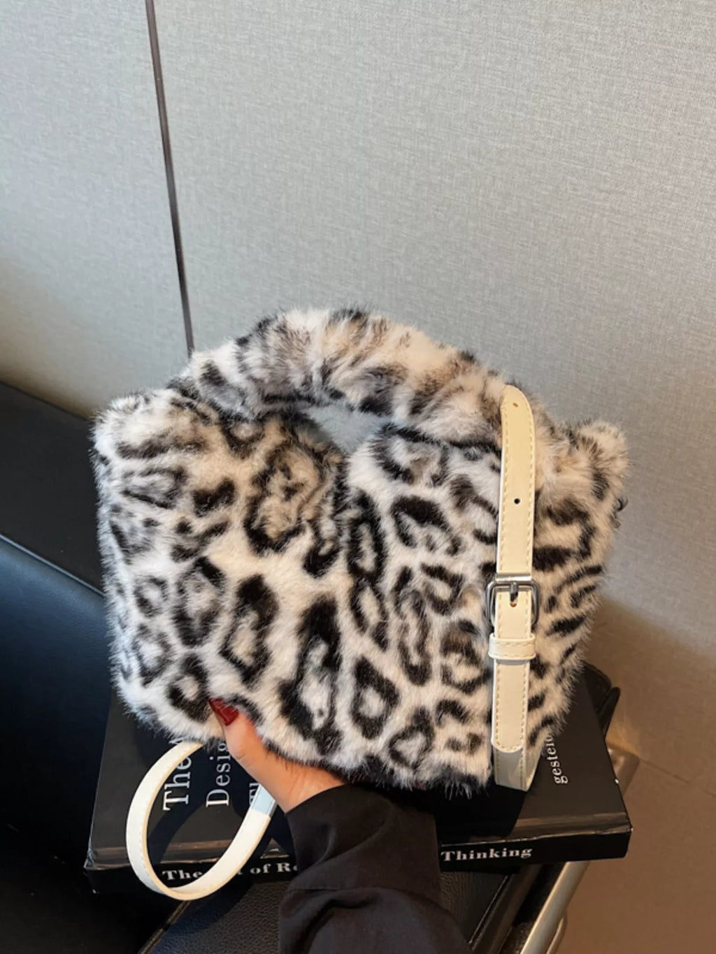 Leopard Plush Crossbody Bag