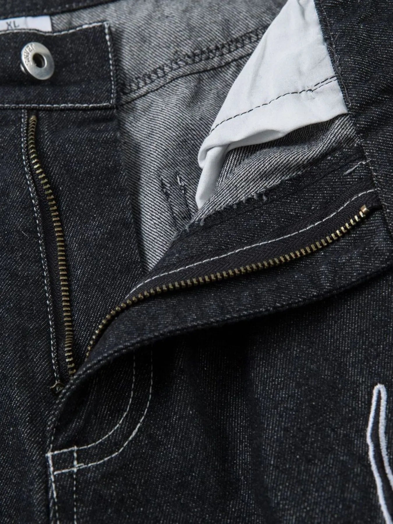 Men's Embroidered Wide Leg Baggy Jeans