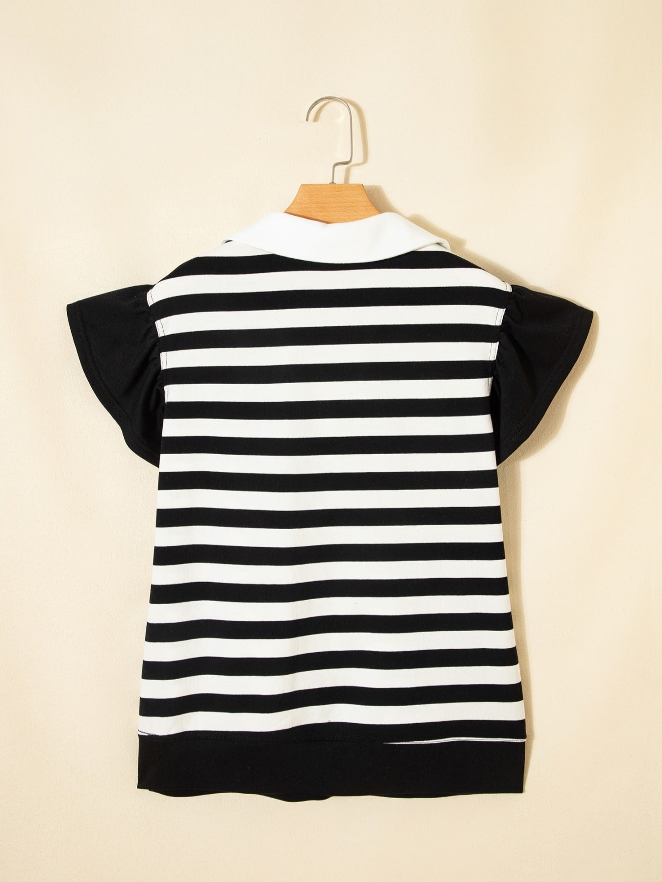 Striped Ruffled Sleeve Blouse