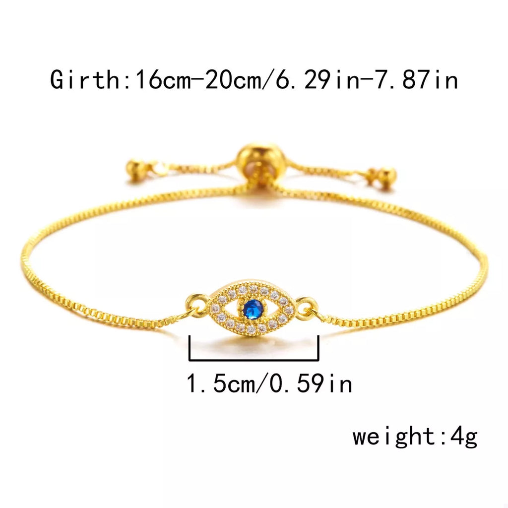 18K Gold-Plated Evil Eye Adjustable Bracelet