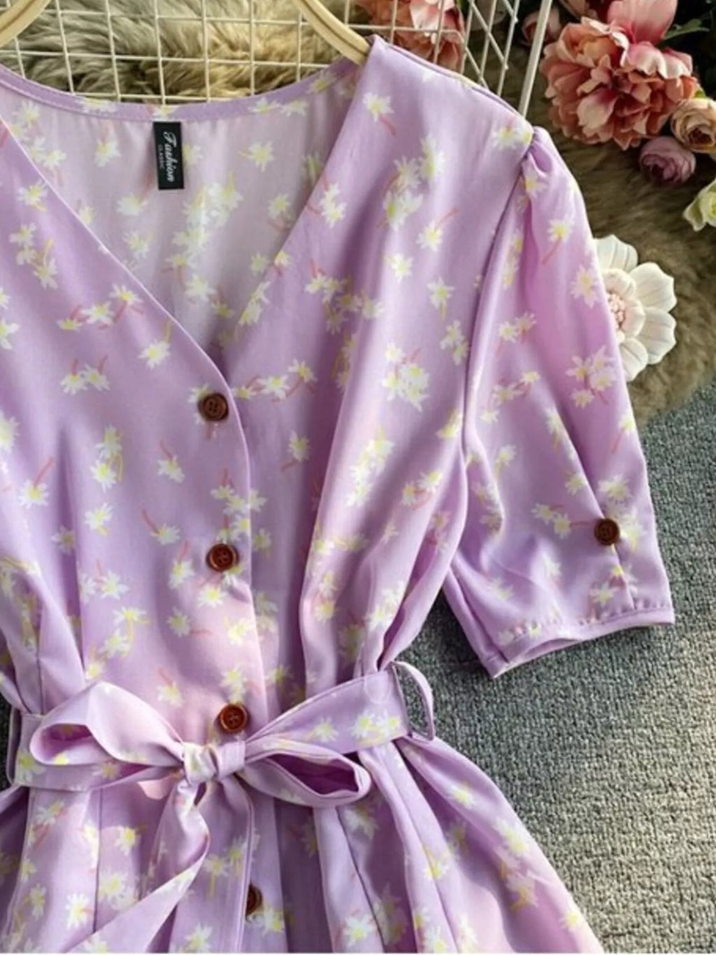 Floral Print V-Neck Midi Dress