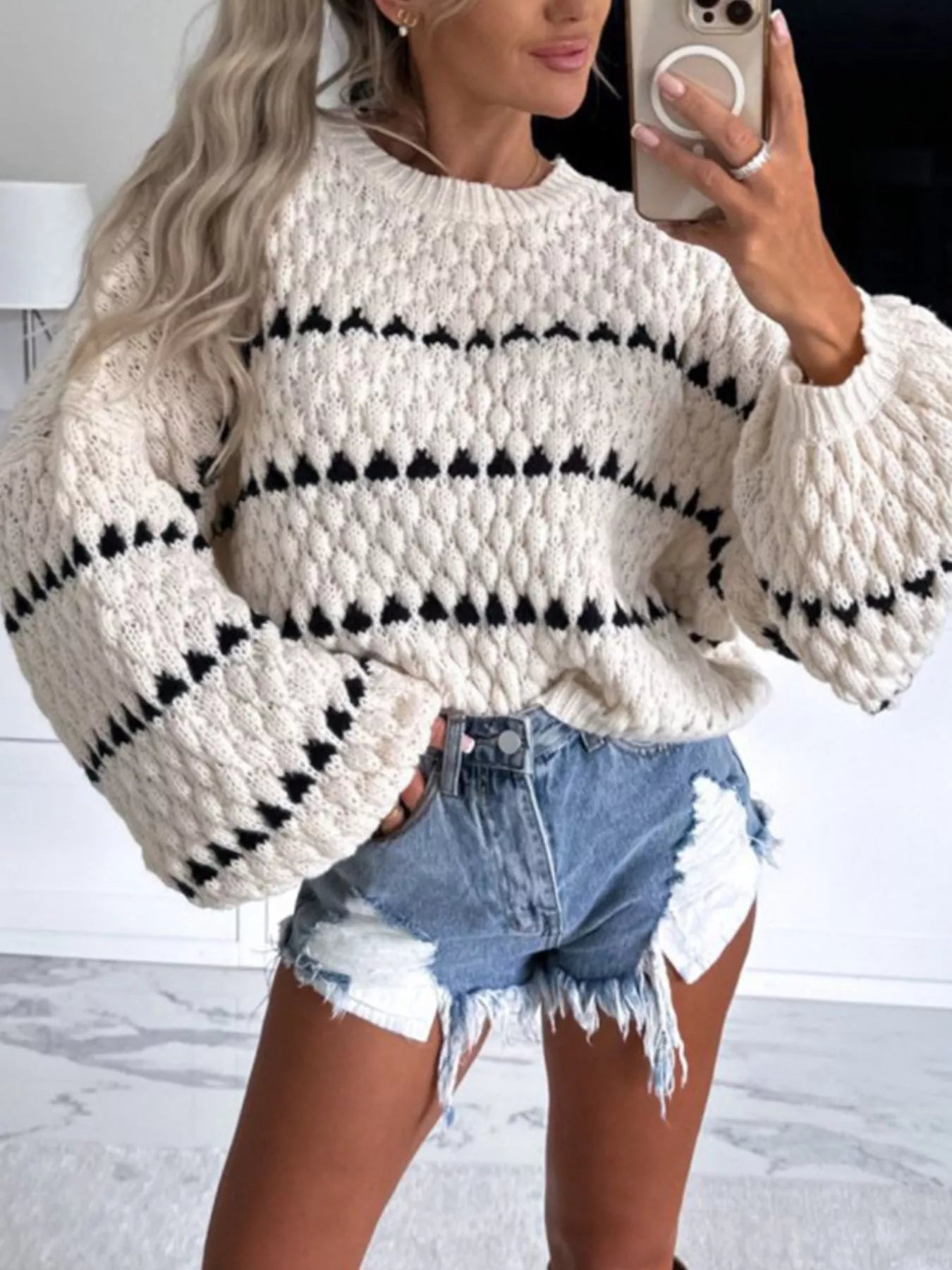 Striped Dropped Shoulder Sweater