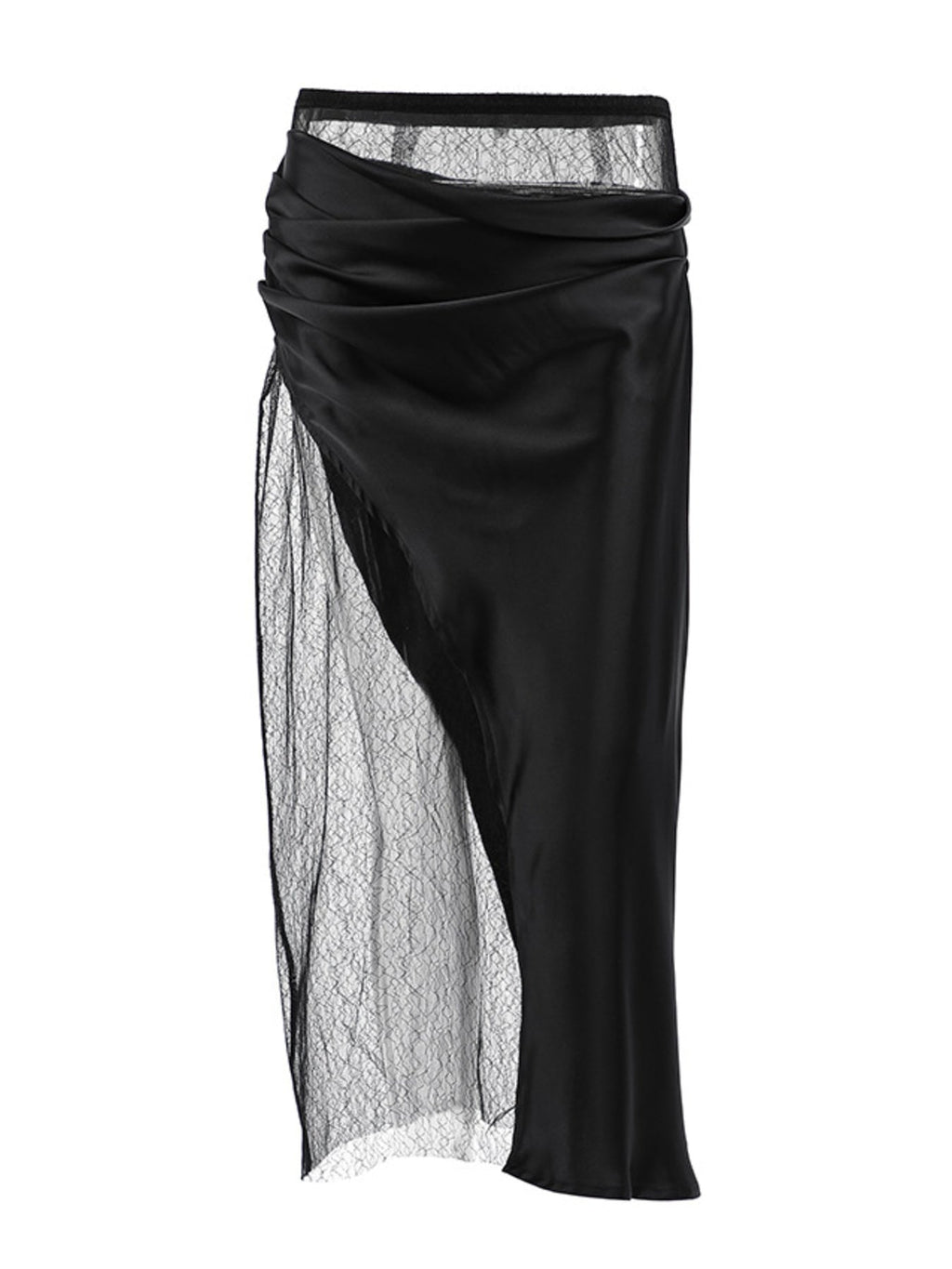Lace Panel Midi Skirt