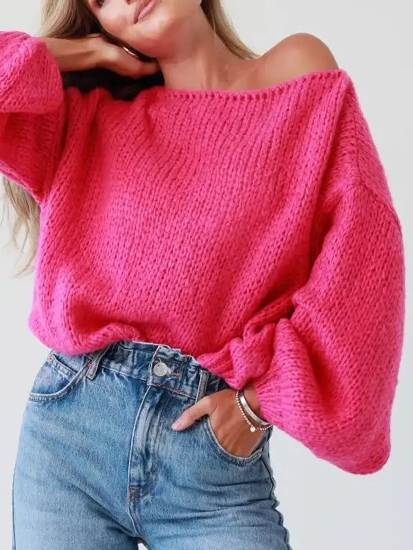 Chunky Knit Boat Neck Sweater