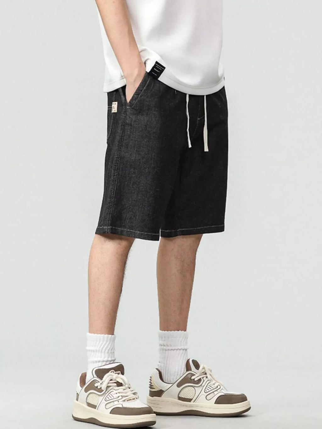 Men's Plus Size Drawstring Denim Shorts