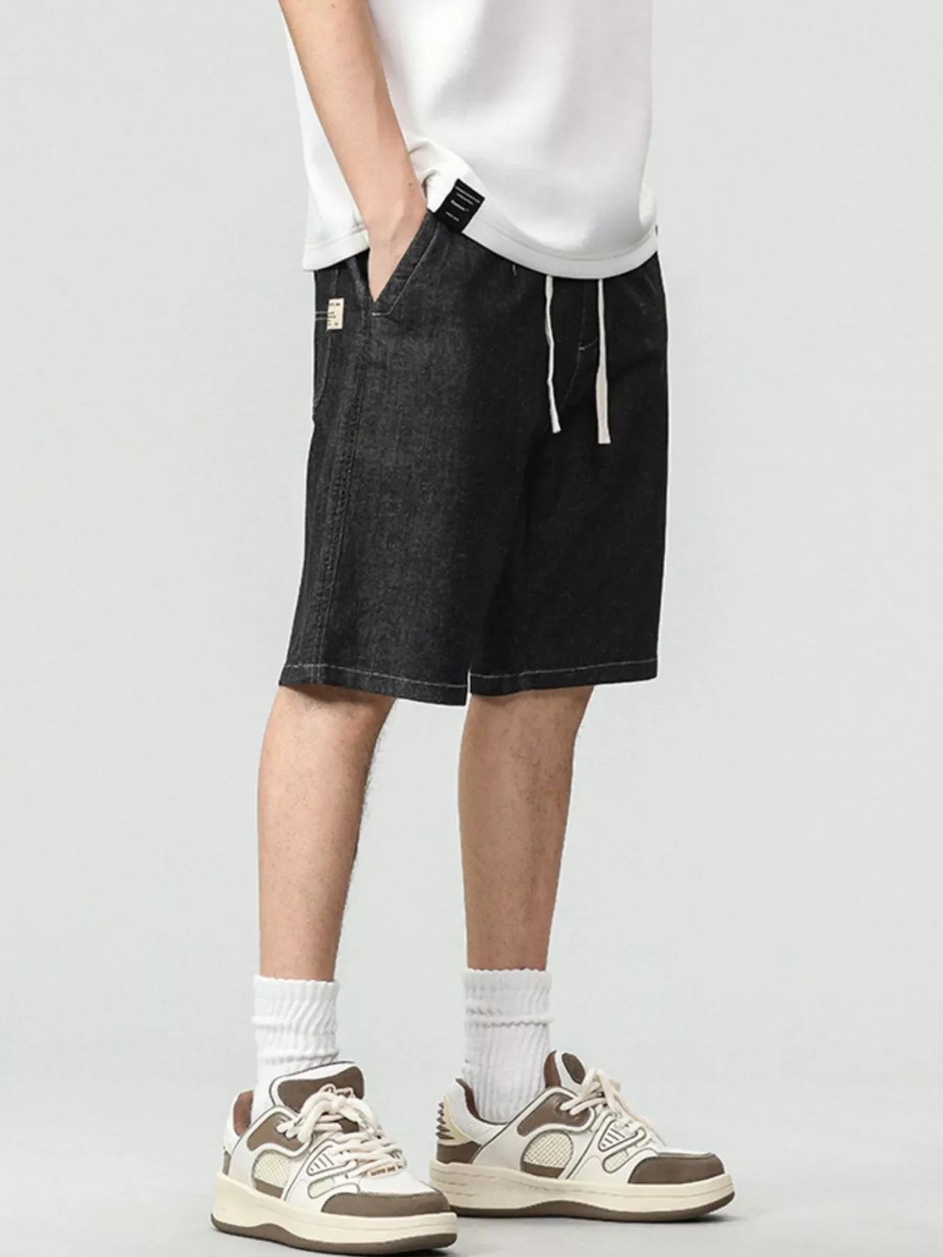 Men's Plus Size Drawstring Denim Shorts