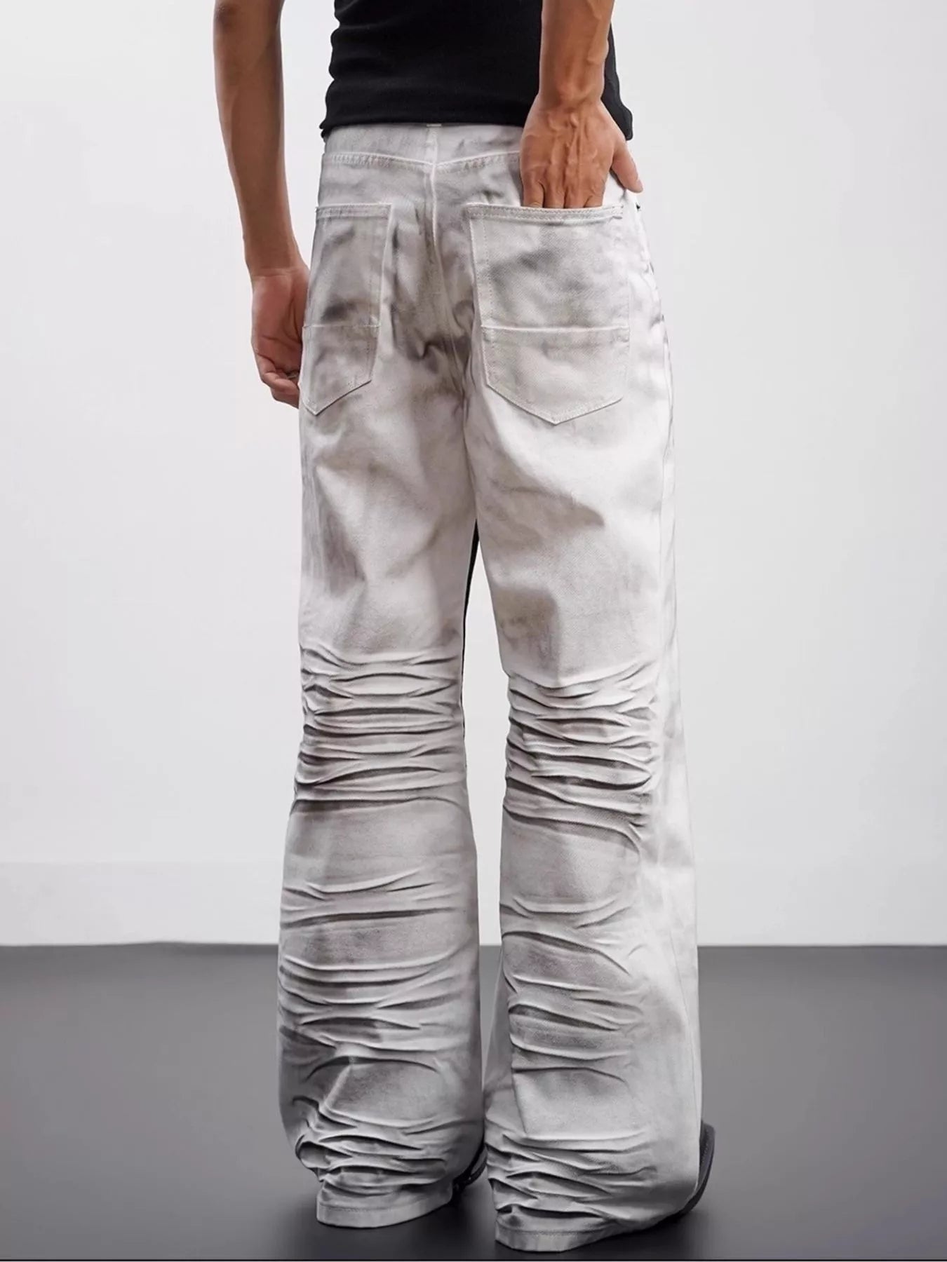 Men's Full Size Contrast Wide Leg Jeans Plus Size