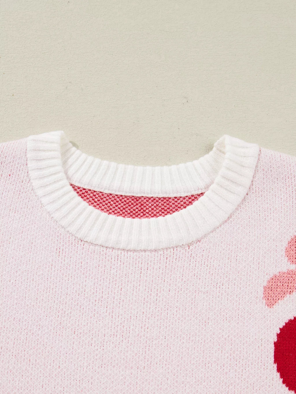 Cherry Pattern Drop Shoulder Sweater