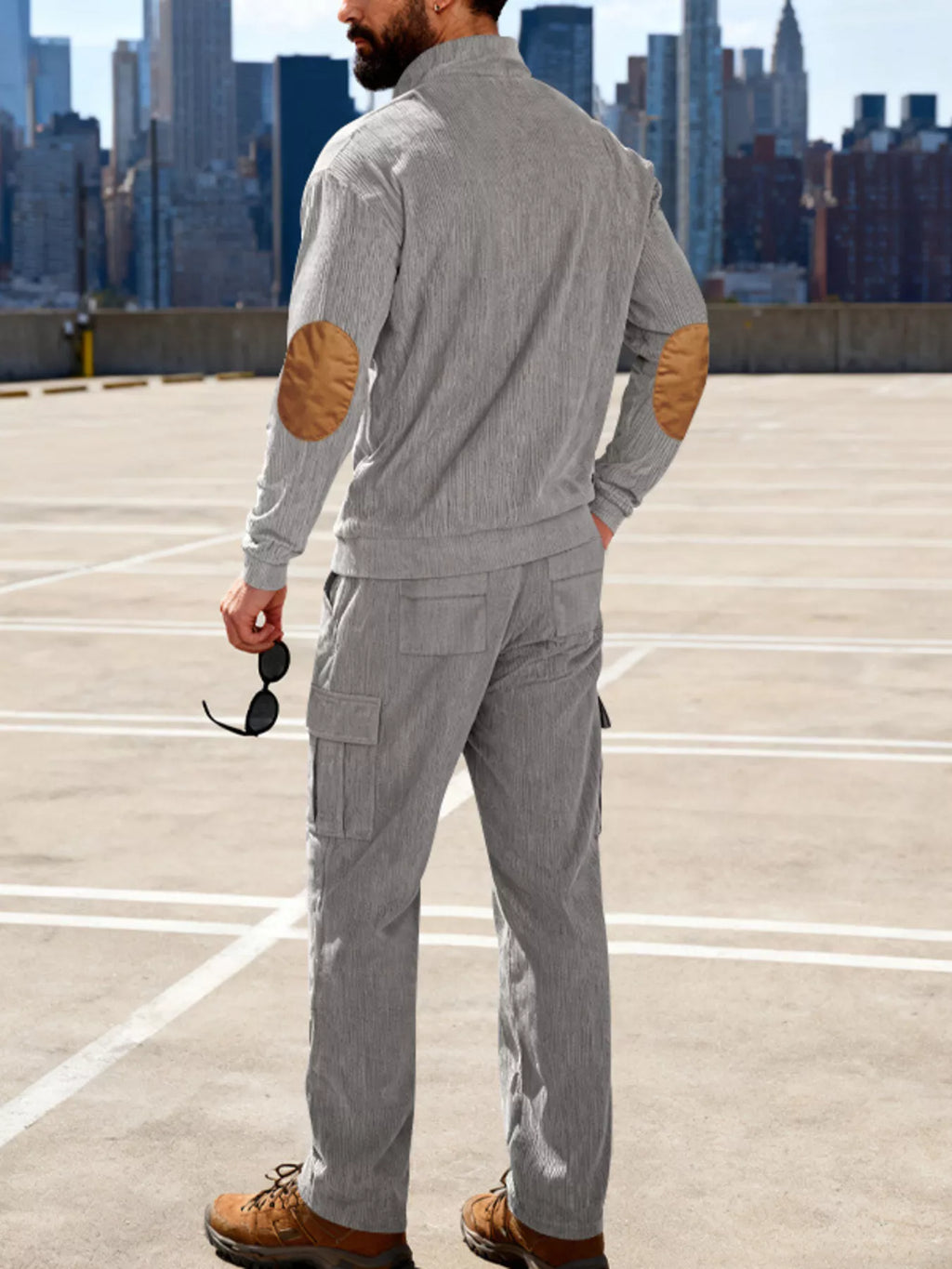 Men's Full Size Casual Long Sleeve Top & Pants Set Plus Size