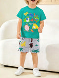 Children's Frog Print Short Sleeve Tee and Shorts Set