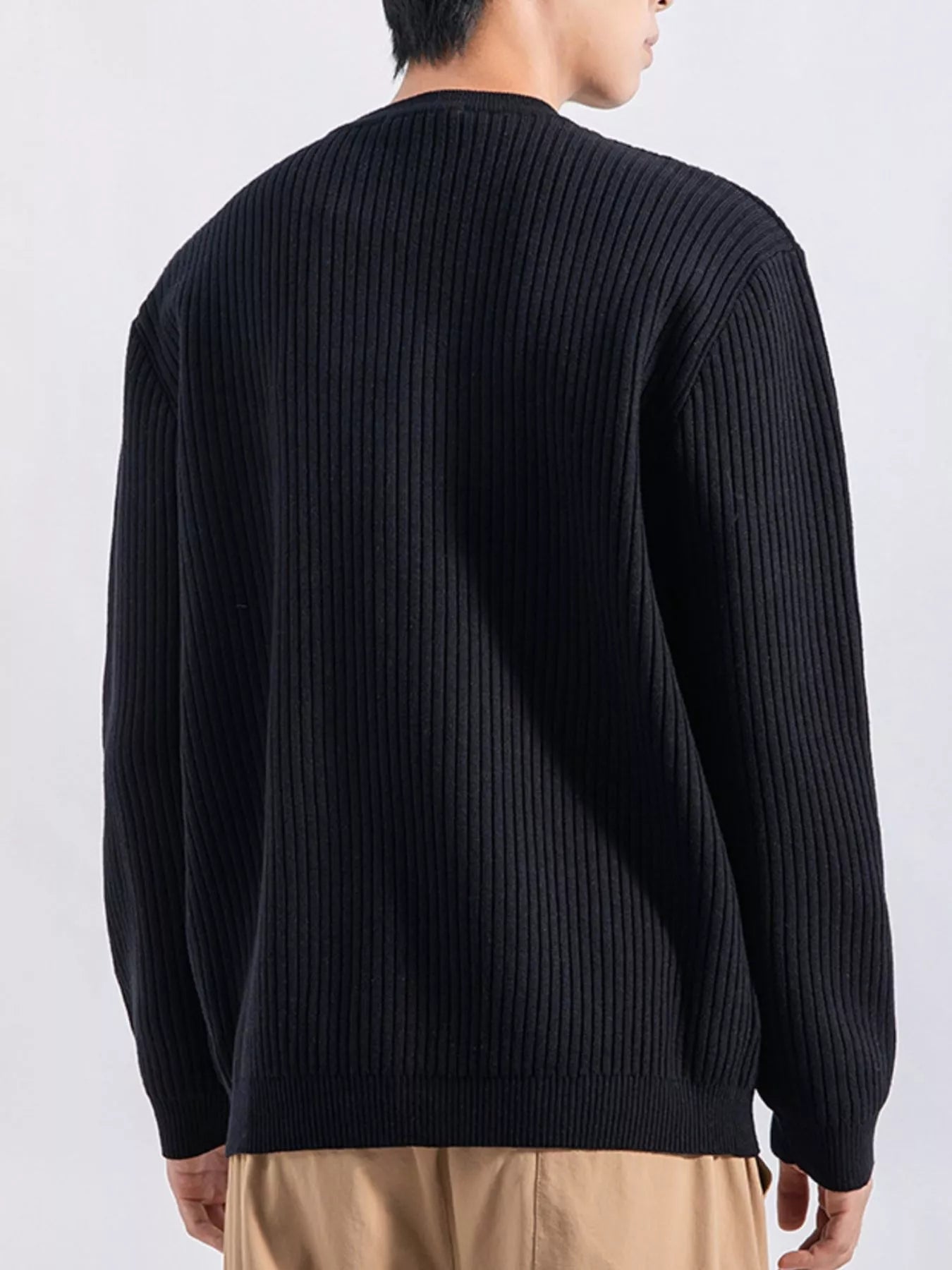 Men's Plus Size Ribbed Button Detail Knit Top