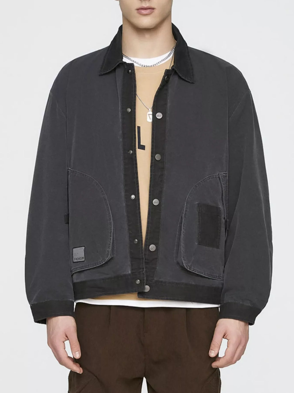 Men's Plus Size Snap Down Long Sleeve Jacket