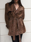 Double Breasted Tie Waist Coat