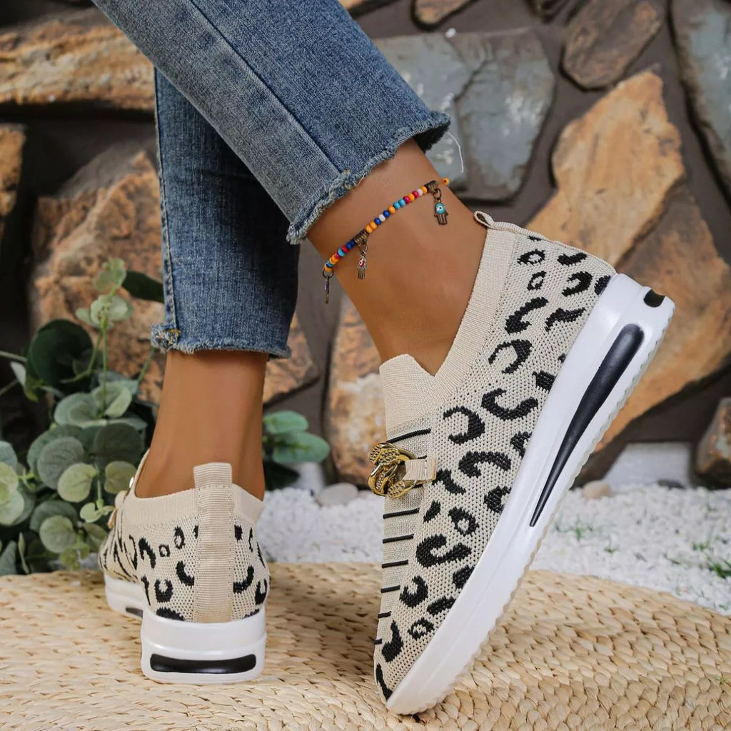 Leopard Round Toe Slip Ons