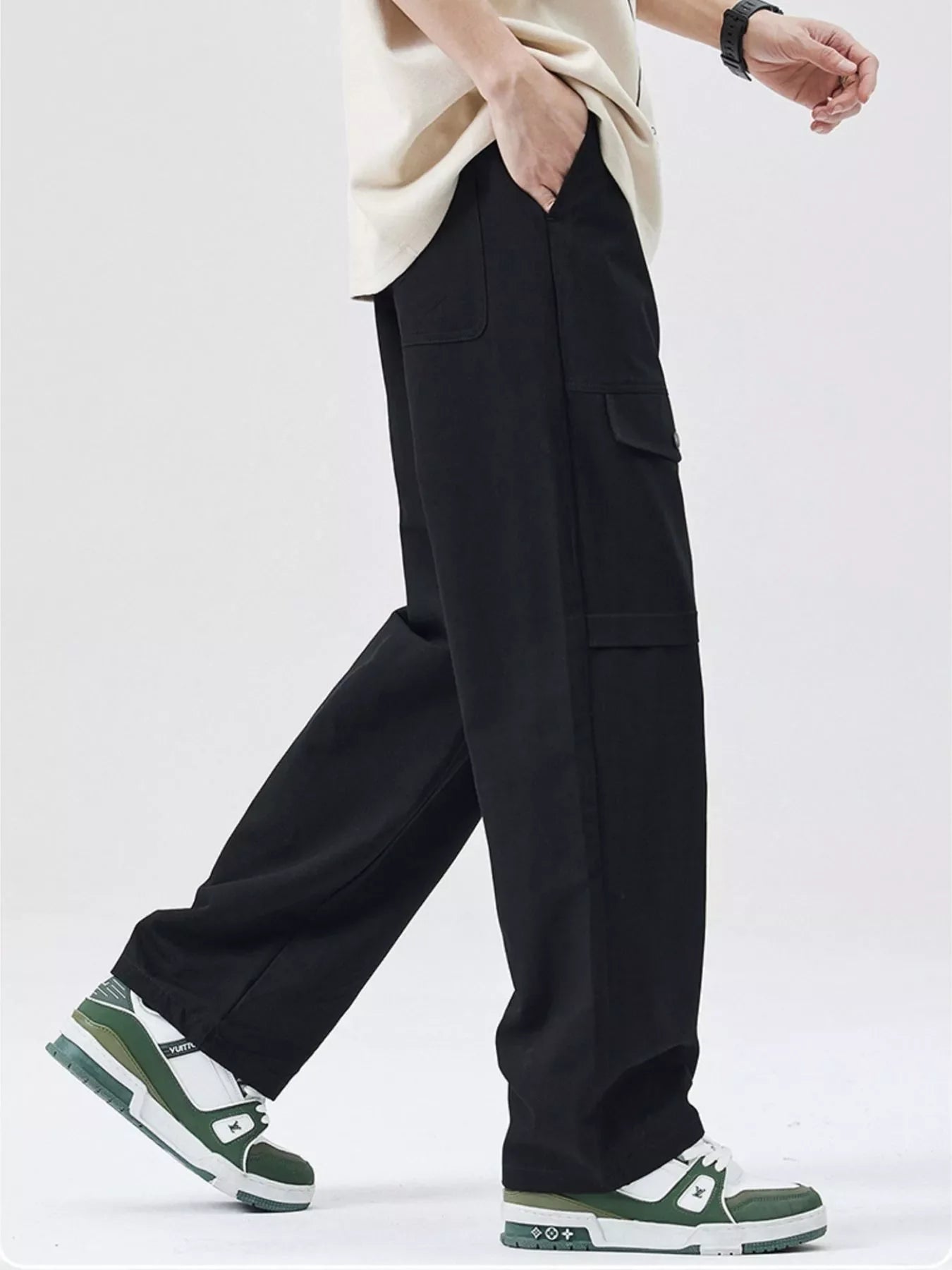 Men's Full Size Drawstring Wide Leg Cargo Pants Plus Size