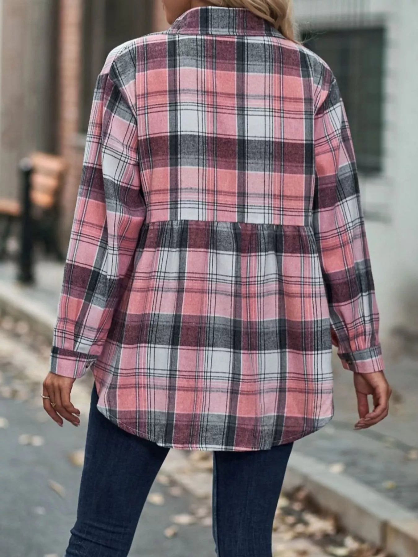 Plaid Button-Down Long Sleeve Shirt