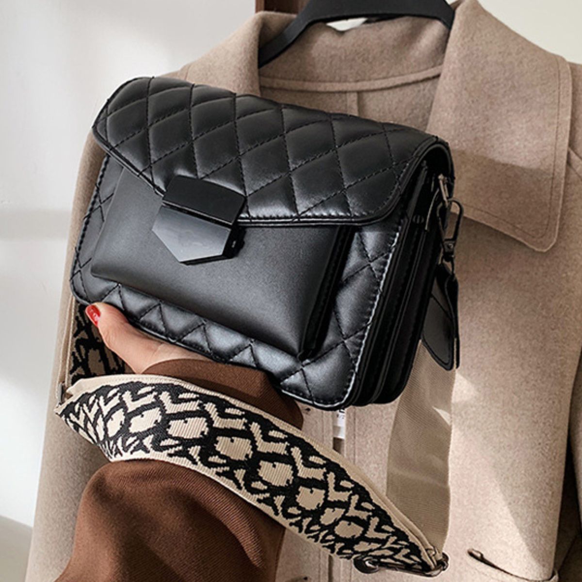 Quilted Leather Flap Crossbody Bag